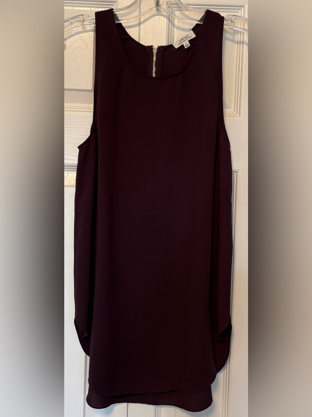 Aritzia Wilfred Sevres Layered Silk Trim Sleeveless Plum Burgundy Blouse Small S